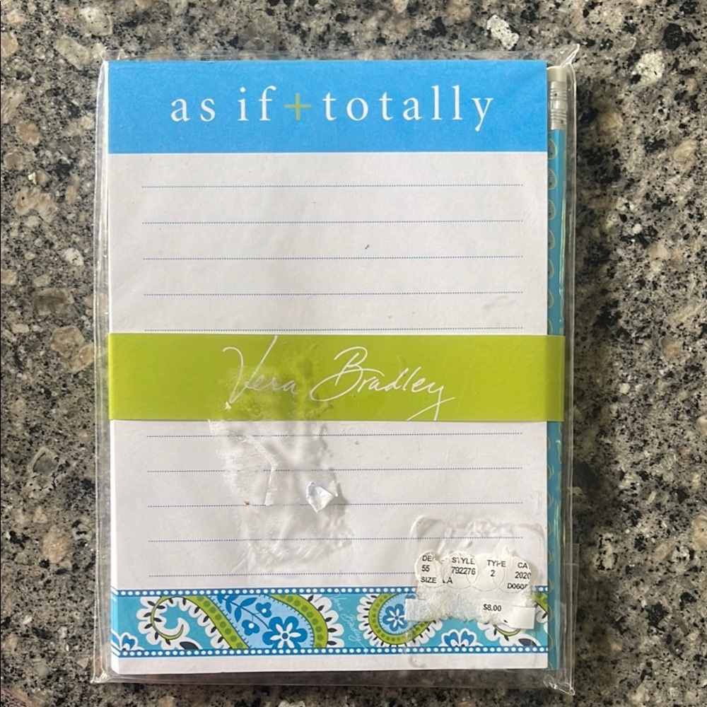 Vera Bradley Notepad Set - Blue and Green new in package